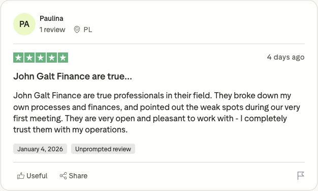 Оригинальный отзыв Paulina о John Galt Finance в Trustpilot